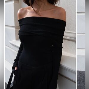 Style Addict - Margot Top - black long sleeve off the shoulder top